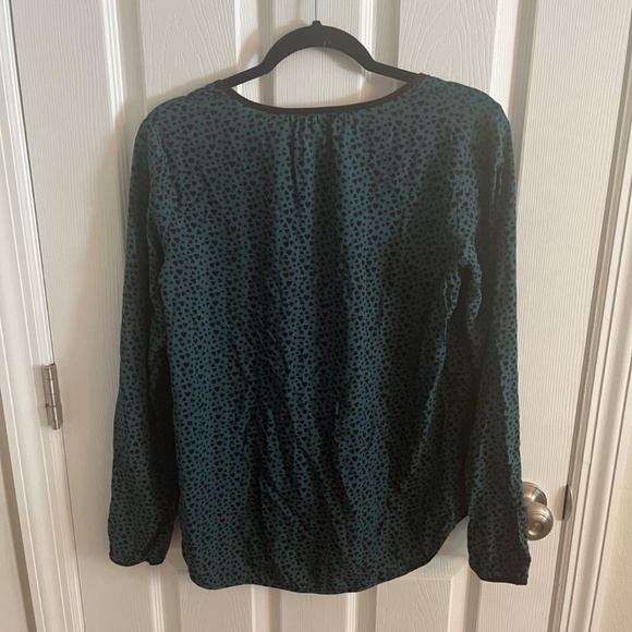 Size S NWT Naketano Turquoise and Black Heart Print Long Sleeve Blouse - Picture 11 of 12